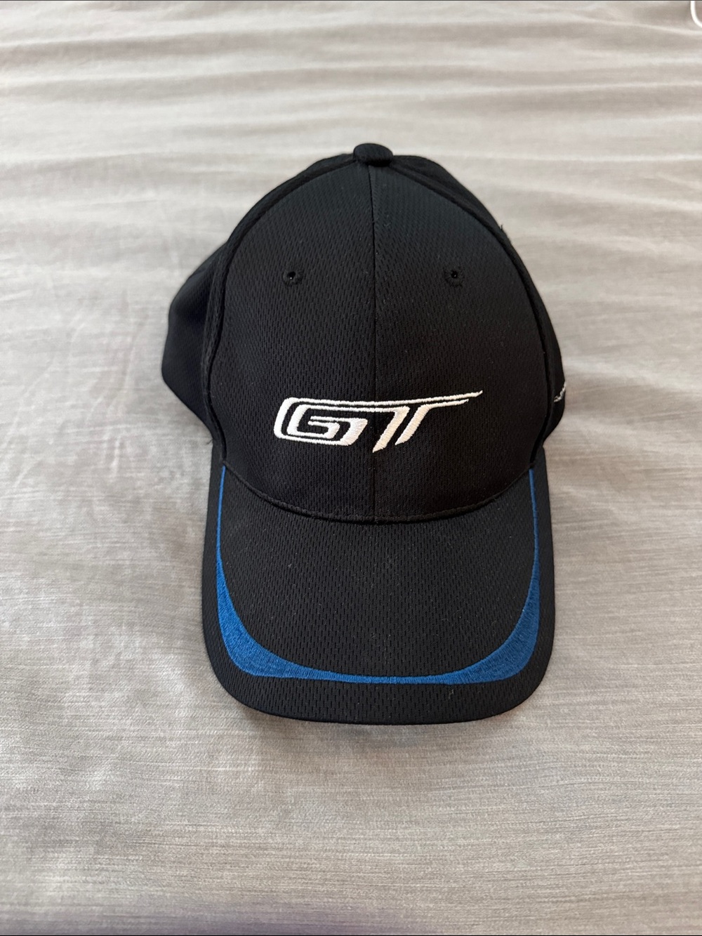 GT Embroidered Black Baseball Cap with Blue Trim